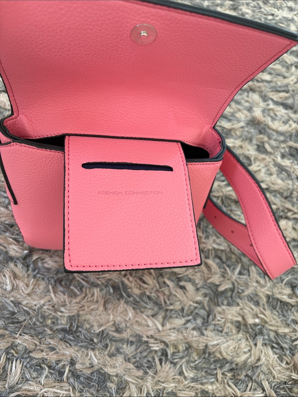 French Connection Pink Pebble PU Crossbody Belt Bag New! - Picture 9 of 12